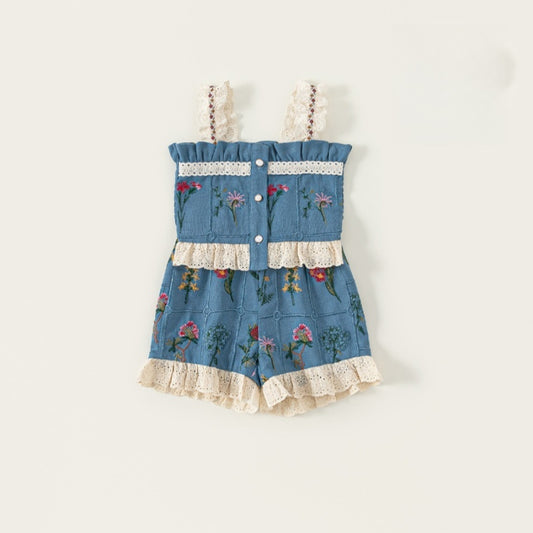 【BABY&KID】夏新作 刺繍キャミセットアップSK091013