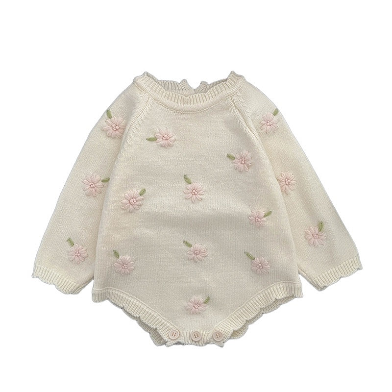 【BABY】ピンク花刺繍ロンパースSK100201