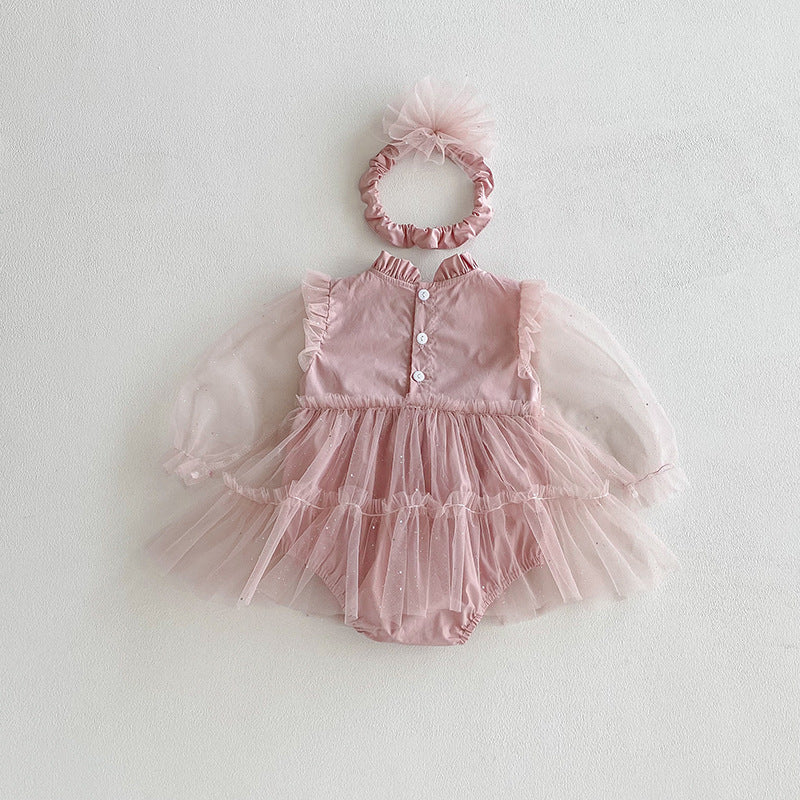 【BABY】チュールボリュームロンパース&ヘアバンドSK101106