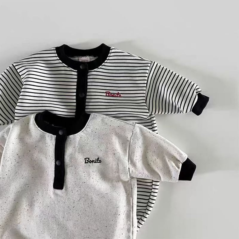 【BABY】英字ボーダーorノーカラーオールインワンSK062008