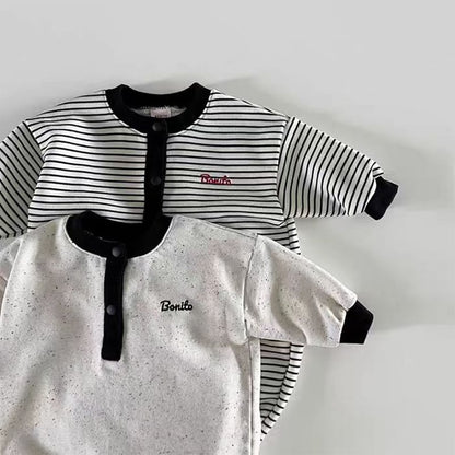 【BABY】英字ボーダーorノーカラーオールインワンSK062008