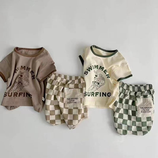 【BABY&KID】夏新作 英熊柄チェックセットアップSK071722