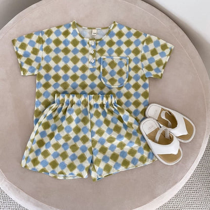 【BABY&KID】夏新作 チェッカーボードセットアップ、ワンピースSK063108