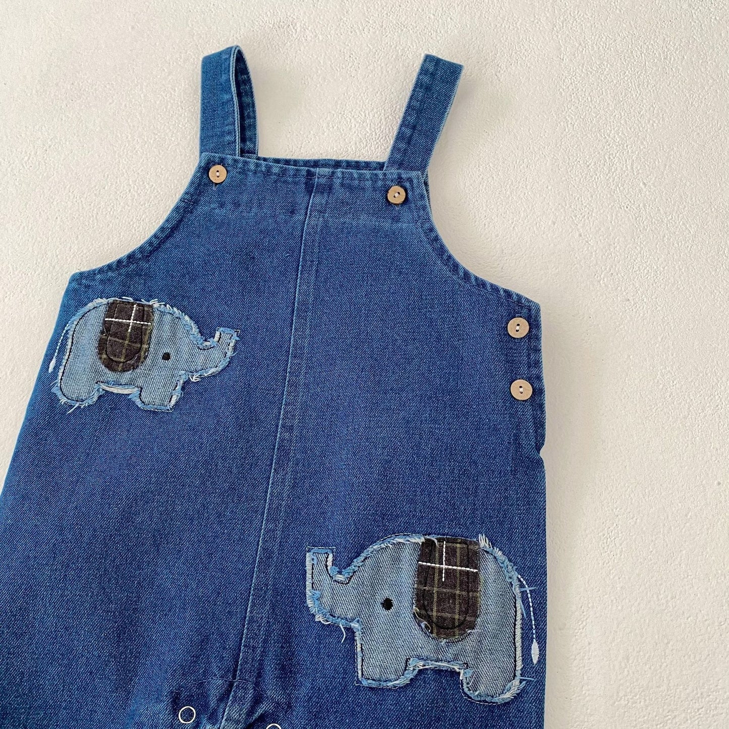 【BABY&KID】ゾウ柄デニムサロペット、ゾウ柄ＴシャツSK062403