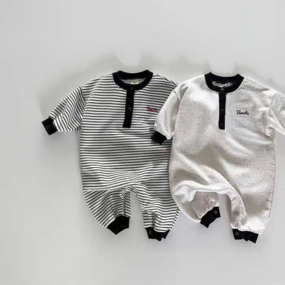 【BABY】英字ボーダーorノーカラーオールインワンSK062008