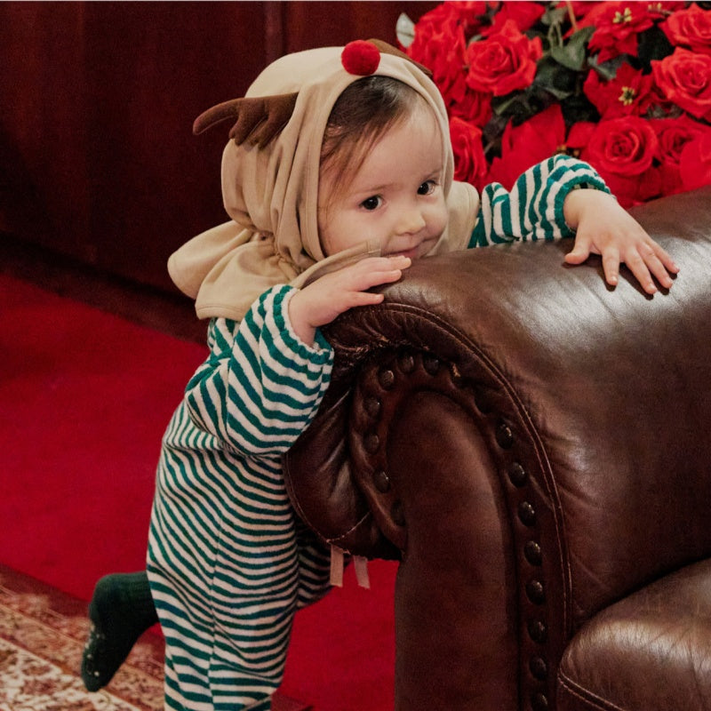 【BABY】クリスマスボーダーカバーオール、トナカイポンチョSK102817