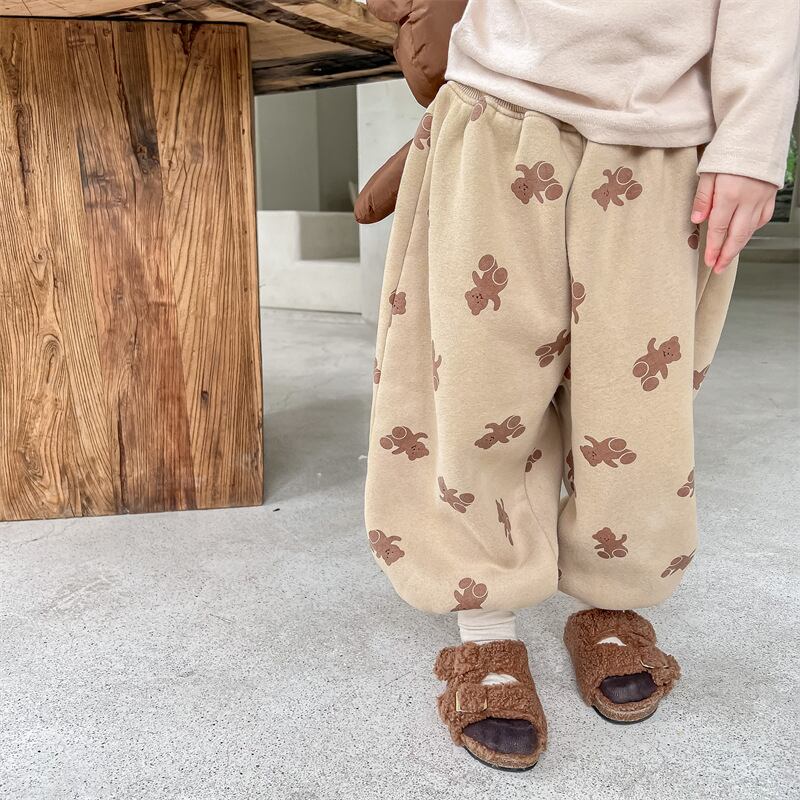 【BABY&KID】冬新作クマ柄フリースゆったりロングパンツ　全2色SK11339
