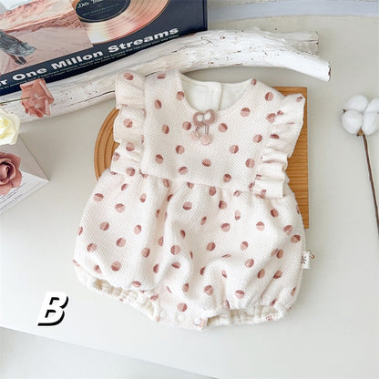 【BABY&KID】冬新作小さな飛び袖水玉ロンパースSK11301