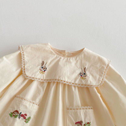 【BABY&KID】カートンうさぎ刺繍ワンピースSK011022