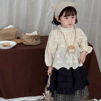 【BABY&KID】刺繍たっぷりフリルネックブラウスSK101445