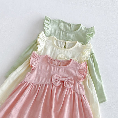 【BABY&KID】夏新作フリルスリーブ蝶結びワンピースSK106117