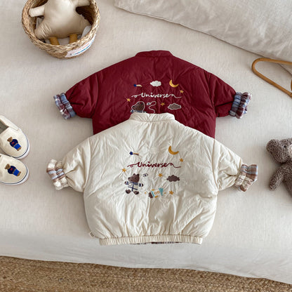 【BABY&KID】冬新作刺繍カートゥーンリバーシブルコートSK102524