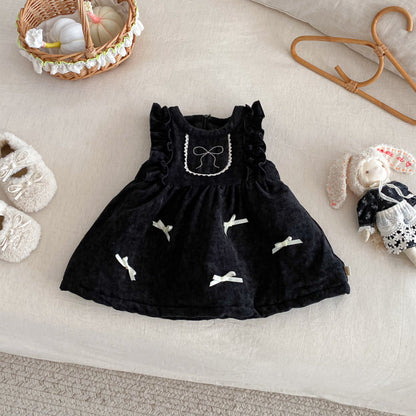 【BABY&KID】冬新作ベロア裏起毛リボンワンピースSK102735