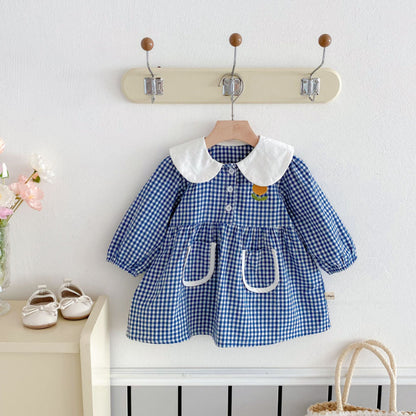 【BABY&KID】花柄刺繍チェックワンピースSK011024
