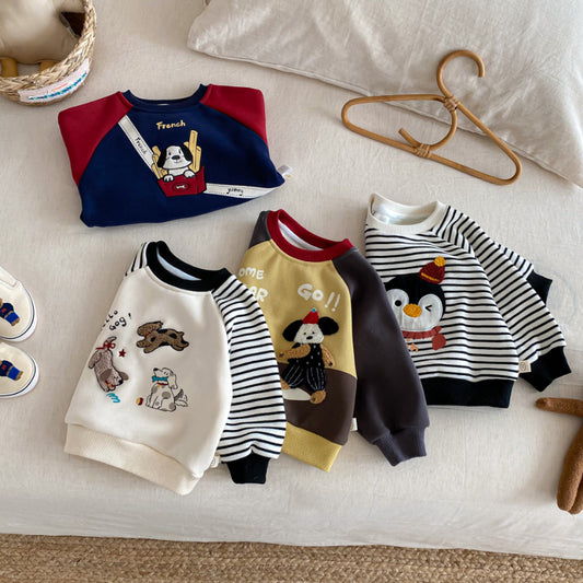 【BABY&KID】冬新作キャラクター刺繍あったかトレーナーSK102533