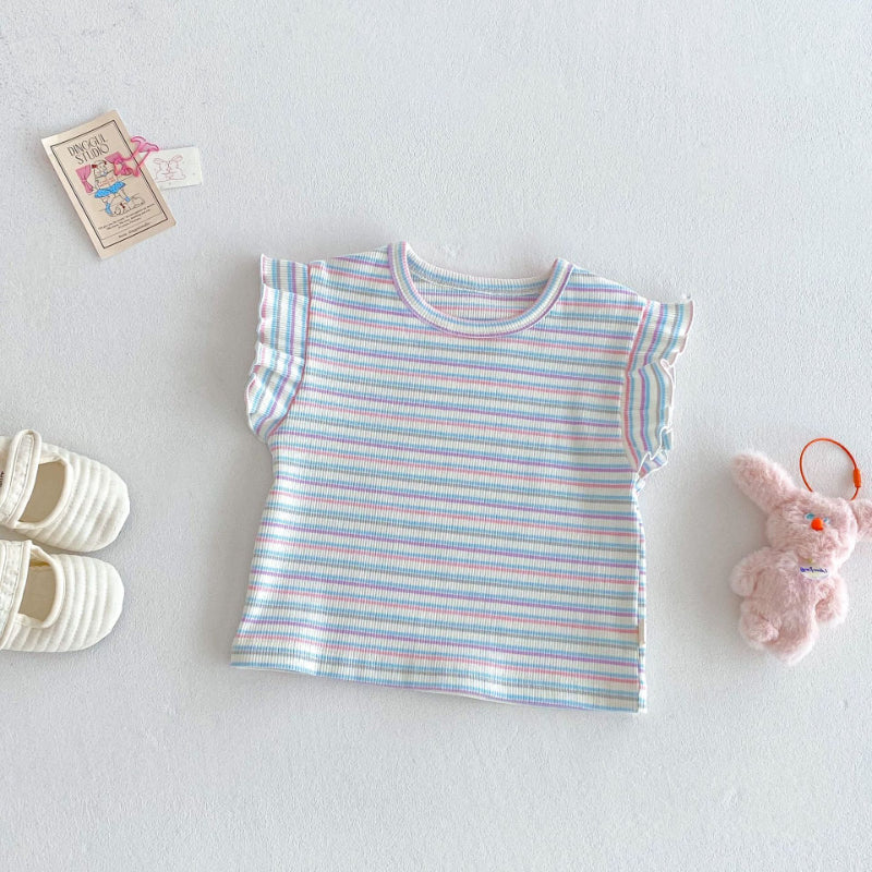 【BABY&KID】夏新作 刺繍クマサロペット、ストライプTシャツSK080619