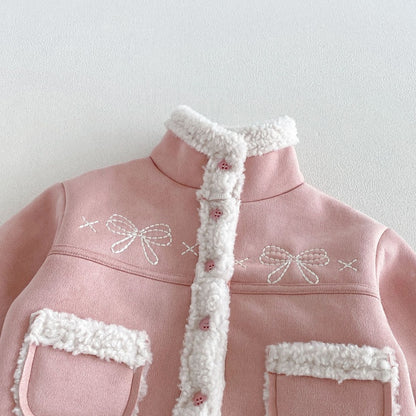 【BABY&KID】冬新作蝶結び裏起毛ジャケット、デニムパンツSK108523