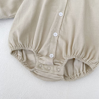【BABY】フリル襟コーデュロイ刺繍ロンパースSK100120