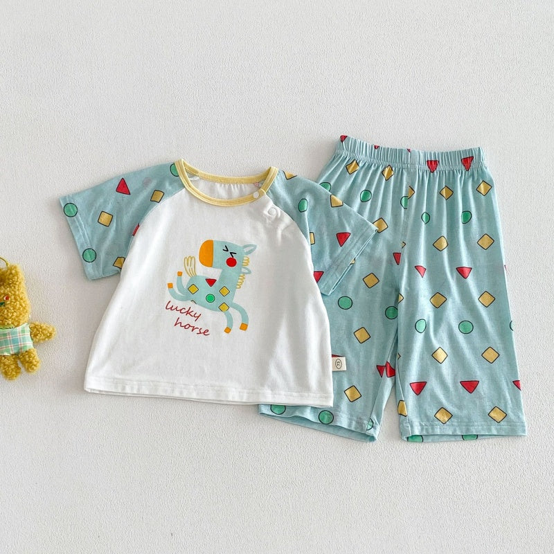 【BABY&KID】夏新作カートゥーンプリントセットアップSK105601