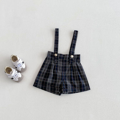 【BABY&KID】韓国風リボンタイシャツ、サロペットショーツSK103522