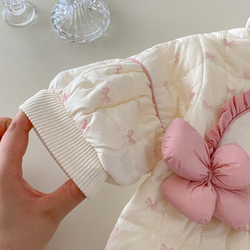 【BABY】蝶結びプリント立体フラワーカバーオールSK102926