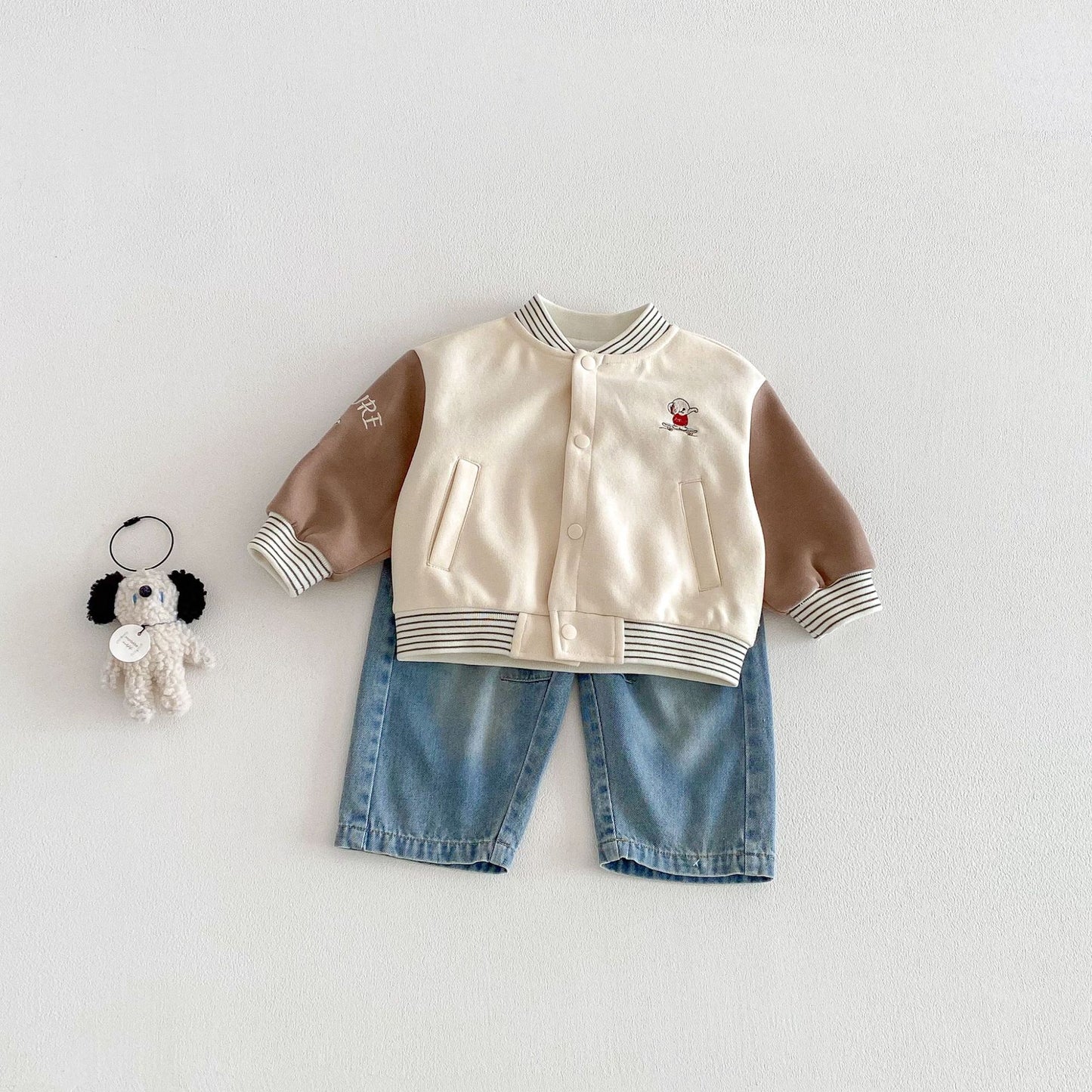 【BABY&KID】韓国風配色スリーブカートゥーンスタジャンSK103501