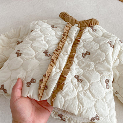 【BABY&KID】冬新作リボン中綿キルティングコートSK102521