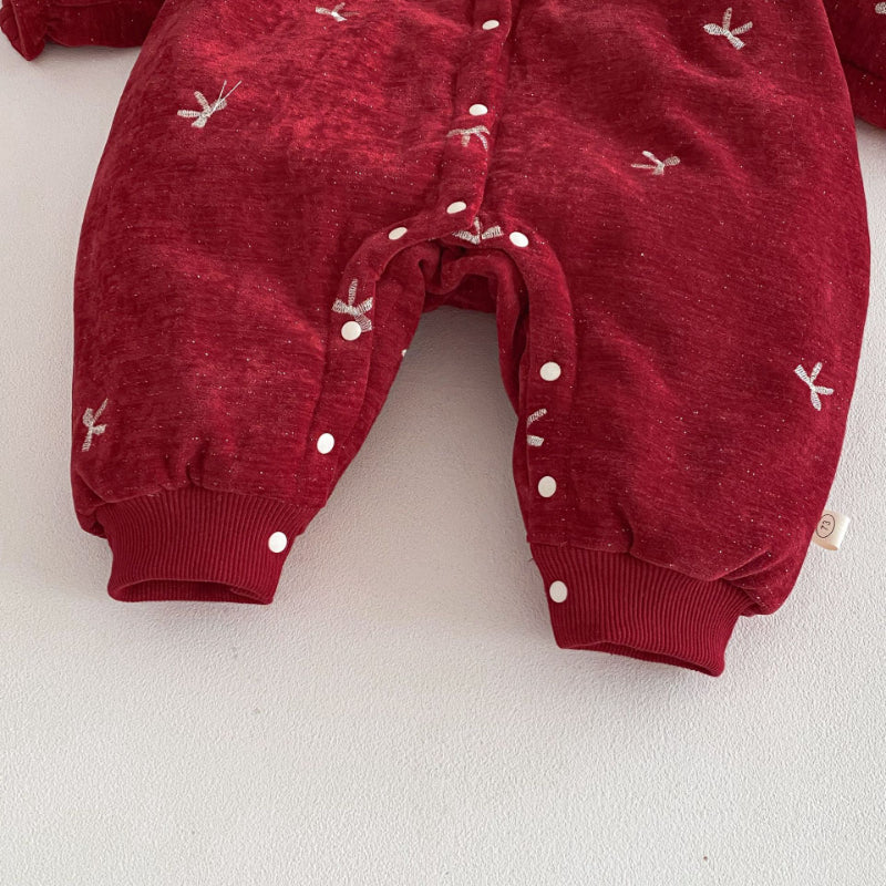 【BABY】冬新作蝶結び刺繍あったかカバーオールSK103001