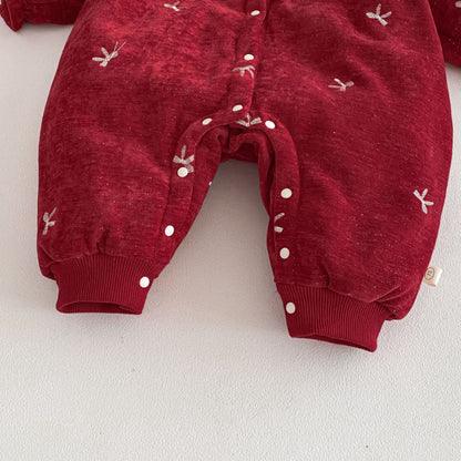 【BABY】冬新作蝶結び刺繍あったかカバーオールSK103001