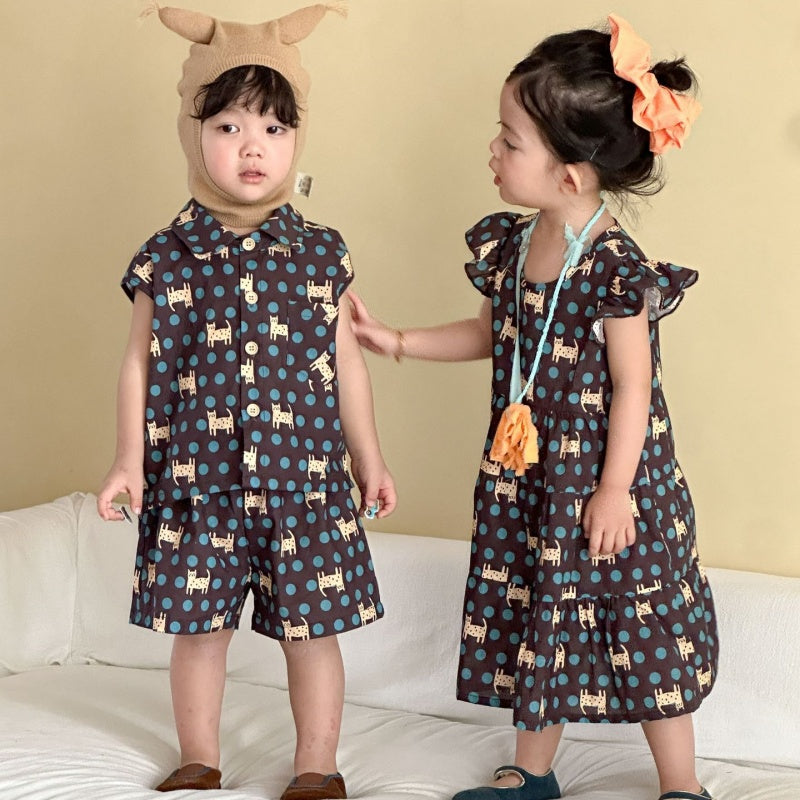 【BABY&KID】夏新作ドットセットアップ、ワンピースSK104717