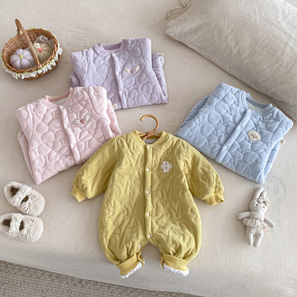 【BABY】冬新作マカロンカラー刺繍カバーオールSK102910