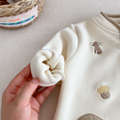 【BABY】冬新作おうち刺繍カバーオールSK102504