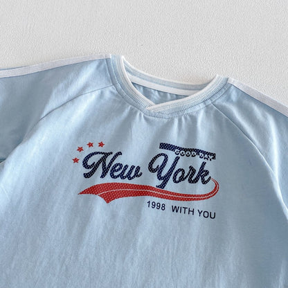 【BABY&KID】夏新作VネックロゴTシャツ、ボーダーショートパンツSK105515