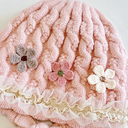 【HAT】三つ花レースベビーボンネットSK101611