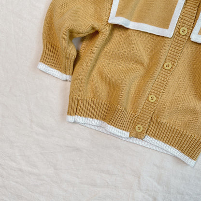 【BABY】くま刺繍ビッグカラーニットカーディガンSK101536