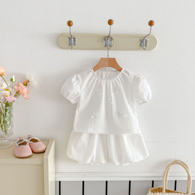 【BABY&KID】夏新作 無地蝶結びセットアップSK092226