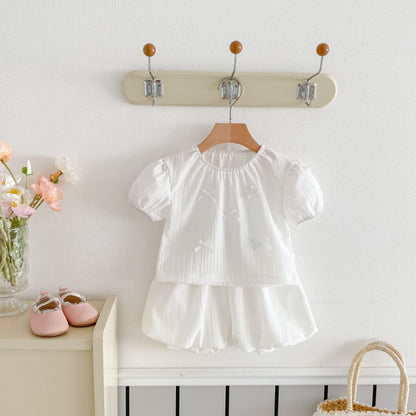 【BABY&KID】夏新作 無地蝶結びセットアップSK092226