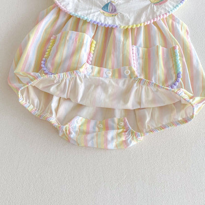 【姉妹服】夏新作 刺繍セーラー舟ロンパース、ワンピースSK072316