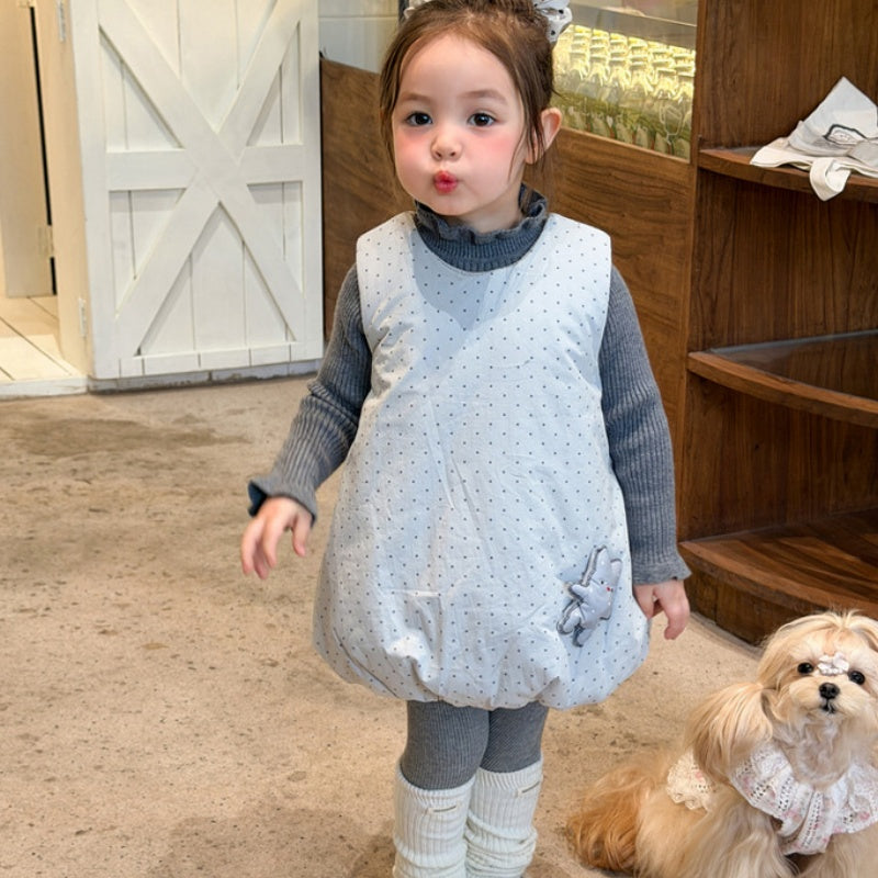 【BABY&KID】冬新作ドットバルーンワンピース、フリル襟ニットSK108318