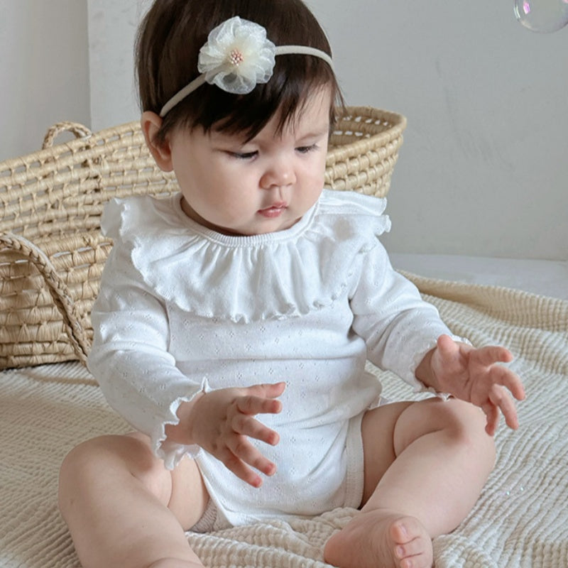 【BABY】北欧風無地フリルカラー ロンパースSK101309