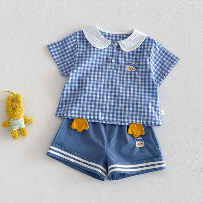 【BABY&KID】夏新作 カートゥーン丸襟Tシャツ、ショートパンツSK105114