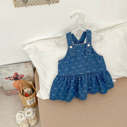 【BABY&KID】リボンジャンパースカート、さくらんぼ刺繍襟ＴシャツSK100843