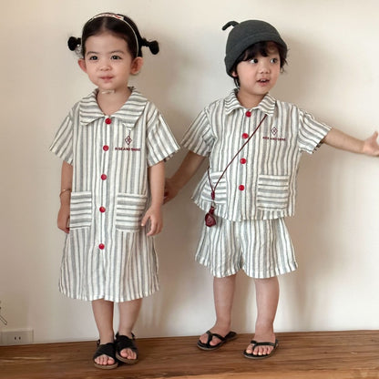 【BABY&KID】夏新作ストライプポケットセットアップ、ワンピースSK104716