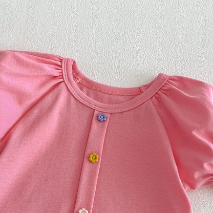 【BABY&KID】夏新作 スウィートパフスリーブTシャツSK105106