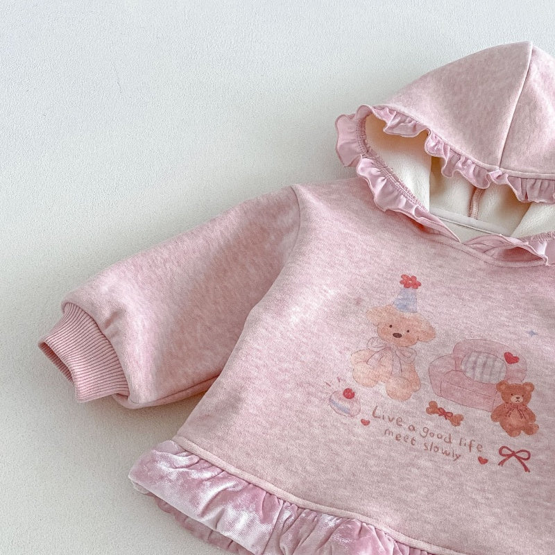 【BABY&KID】冬新作くまプリントトレーナー、フレアパンツSK108524