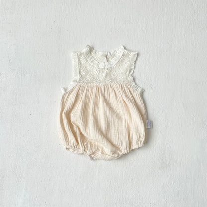 【BABY】夏新作レース切り替えシワ加工ロンパースSK106520