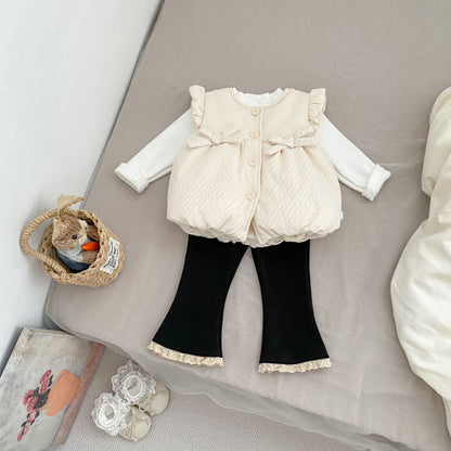 【BABY&KID】冬新作蝶結び裏起毛ベストSK102734