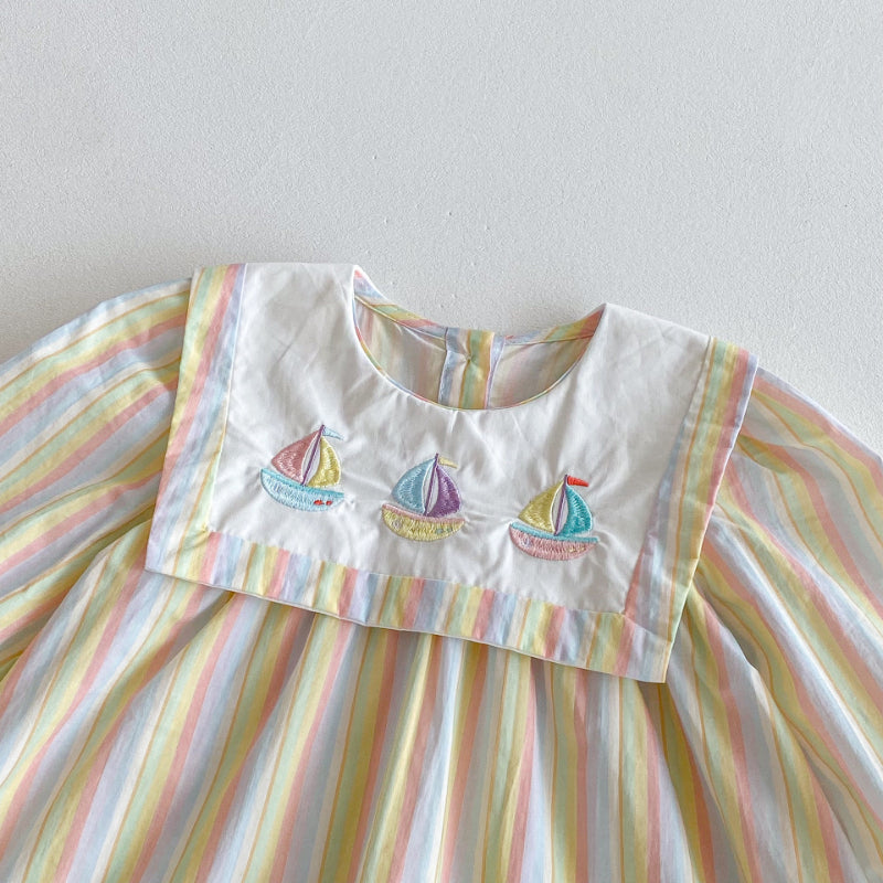 【BABY&KID】カラフル帆船刺繍ワンピースSK011020