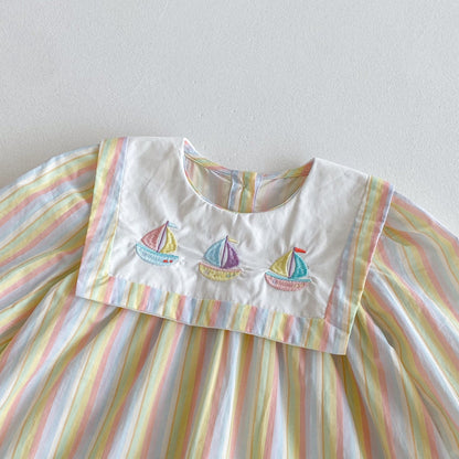 【BABY&KID】カラフル帆船刺繍ワンピースSK011020
