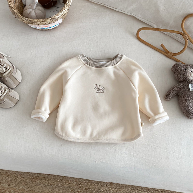 【BABY&KID】冬新作おうち刺繍裏起毛スウェットSK102516